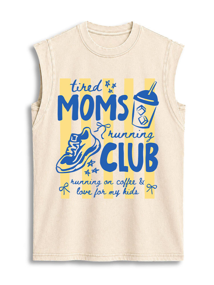 Tired Mom Running Club Vintage Washed Cotton Tank Top