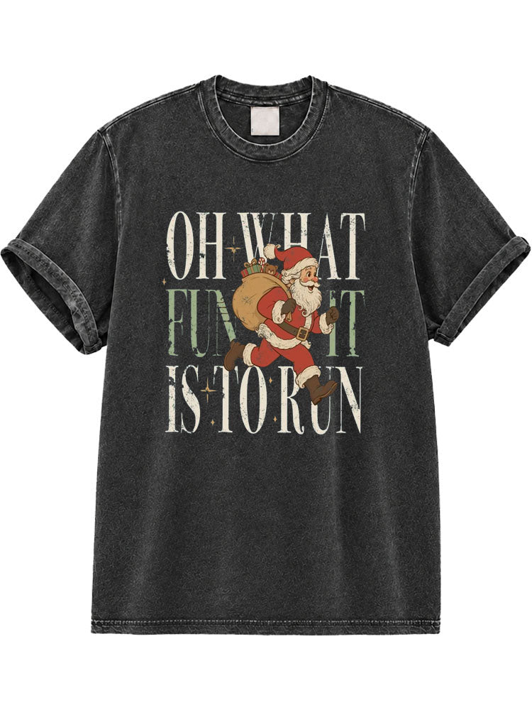 Oh What Fun It Is to Run Washed T-Shirt