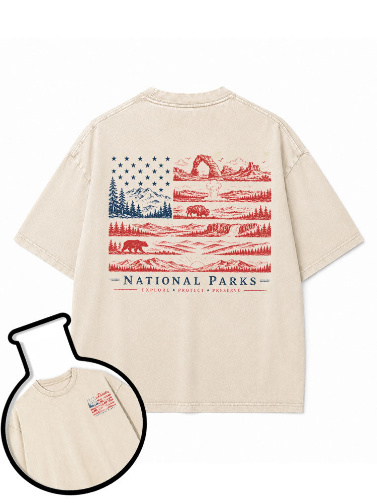 NATIONAL PARKS EXPLORE PROTECT PRESERVE Washed T-Shirt