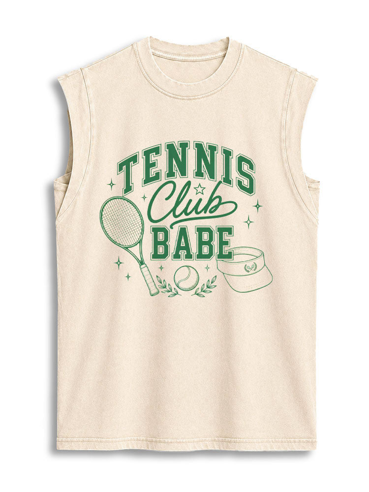 TENNIS Club BABE Vintage Washed Cotton Tank Top