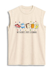 MY FAVORITE SPORT IS RUNNING Vintage Washed Cotton Tank Top