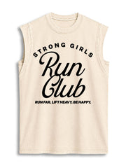 Strong Girl Run Club Vintage Washed Cotton Tank Top