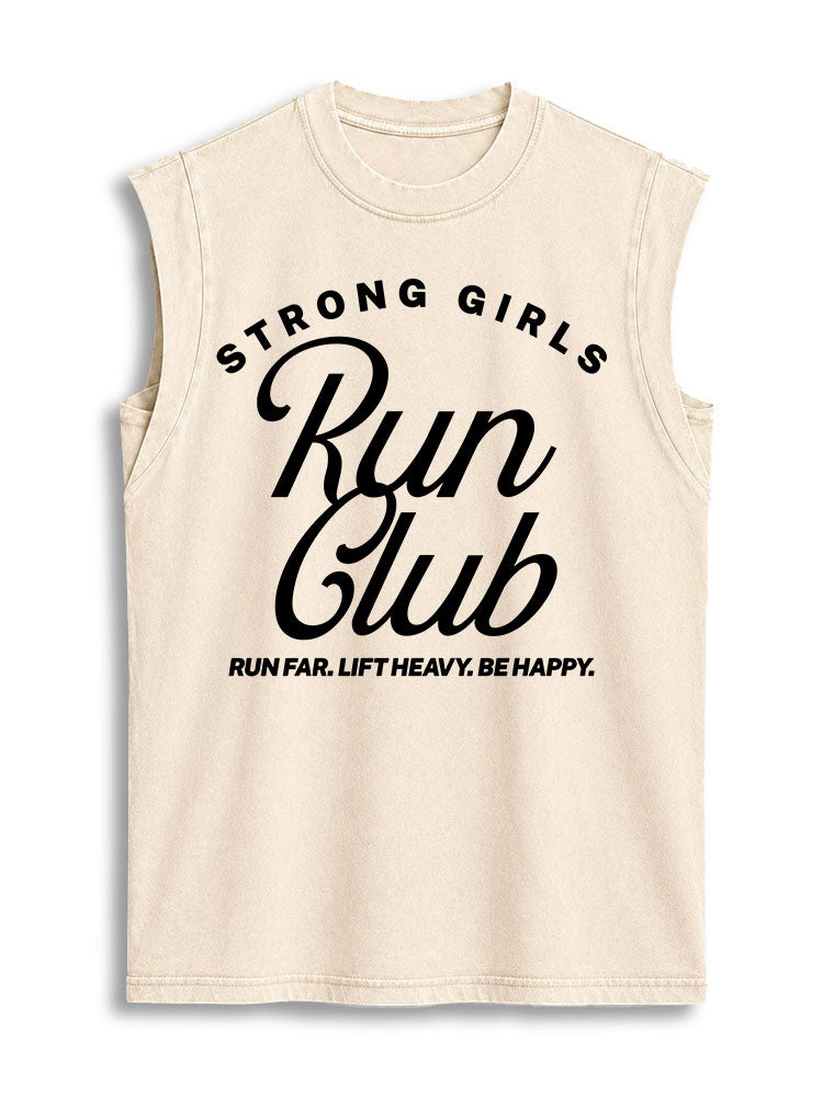 Strong Girl Run Club Vintage Washed Cotton Tank Top
