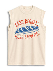 Less Regret More Baguettes Vintage Washed Cotton Tank Top