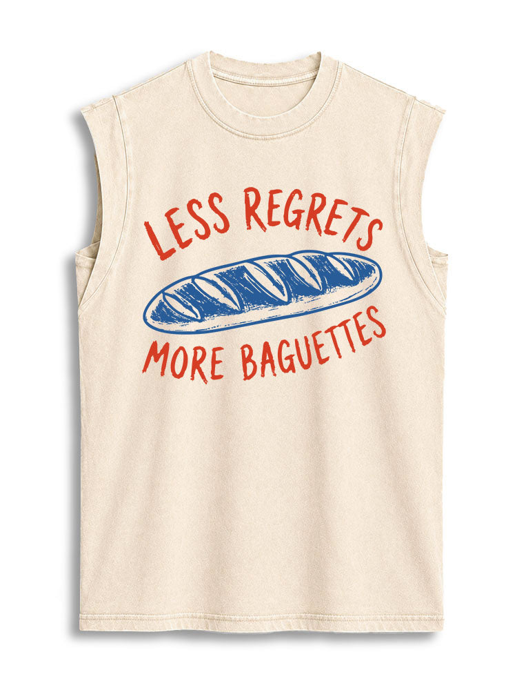 Less Regret More Baguettes Vintage Washed Cotton Tank Top