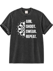 Aim Shoot Swear Repeat Washed T-Shirt