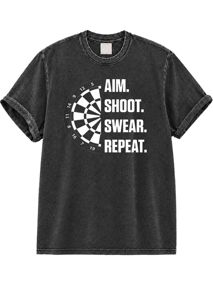 Aim Shoot Swear Repeat Washed T-Shirt