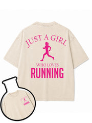 JUST A GIRL WHO LOVES RUNNING Washed T-Shirt