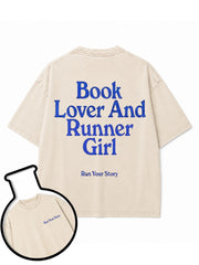 BOOK LOVER AND RUNNER GIRL Washed T-Shirt
