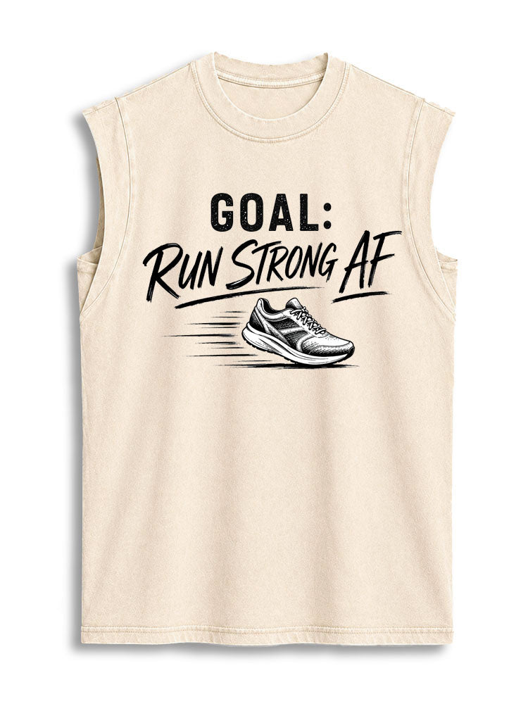 Run Strong AF Vintage Washed Cotton Tank Top