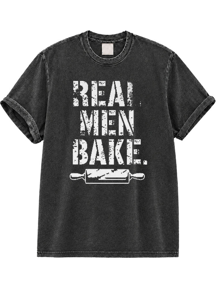 Real Men Bake Washed T-Shirt