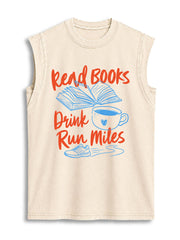 Read Drink Run Vintage Washed Cotton Tank Top