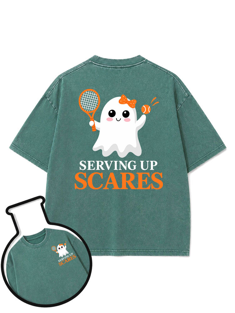 SERVING UP SCARES Washed T-Shirt