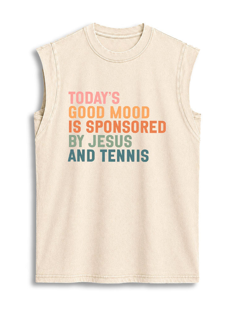 TODAY'S GOOD MOOD IS SPONSORED BY JESUS AND TENNIS Vintage Washed Cotton Tank Top
