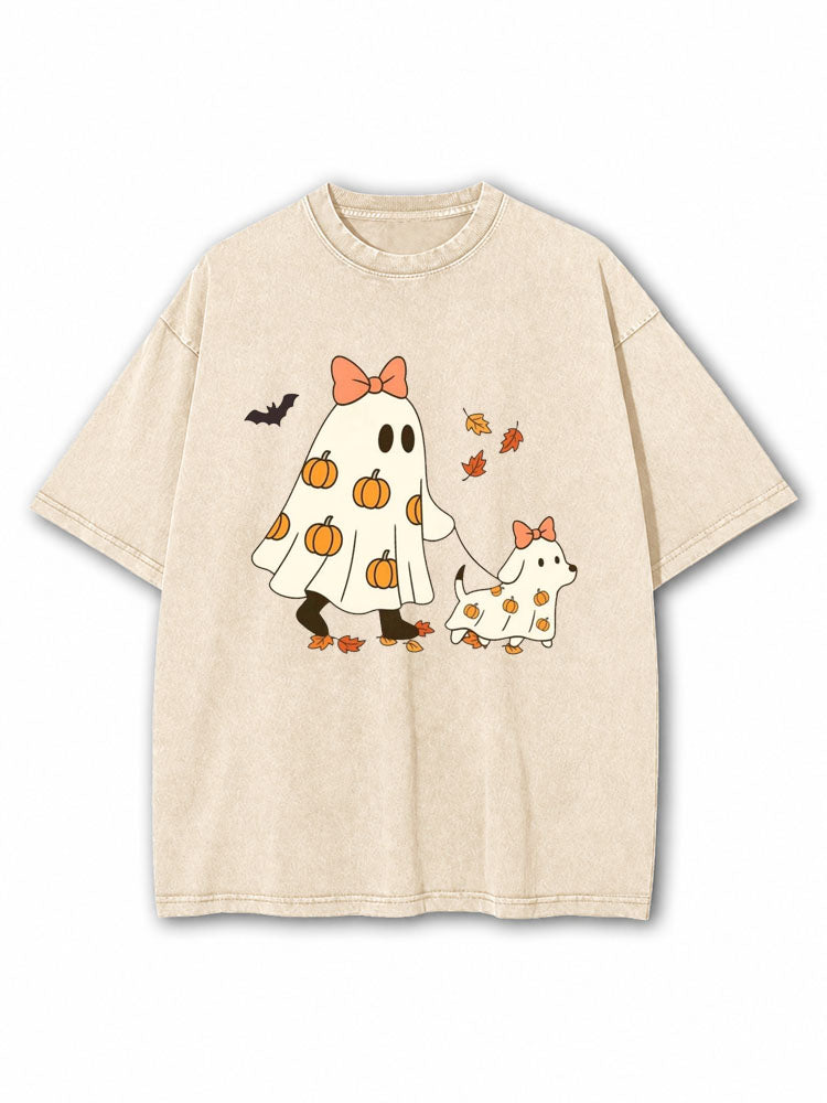 Ghost walking Dog Washed T-Shirt