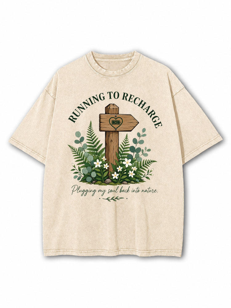 Running To Recharge Washed T-Shirt