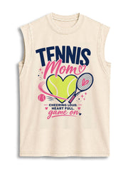 TENNIS Mom CHEERING LOUD HEART FULL Vintage Washed Cotton Tank Top