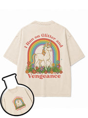 I RUN ON GLITTER AND VENGEANCE Washed T-Shirt