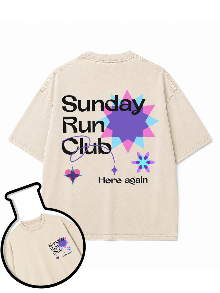 Sunday Run Club  Here again Washed T-Shirt