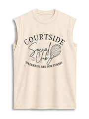 WEEKENDS ARE FOR TENNIS Vintage Washed Cotton Tank Top