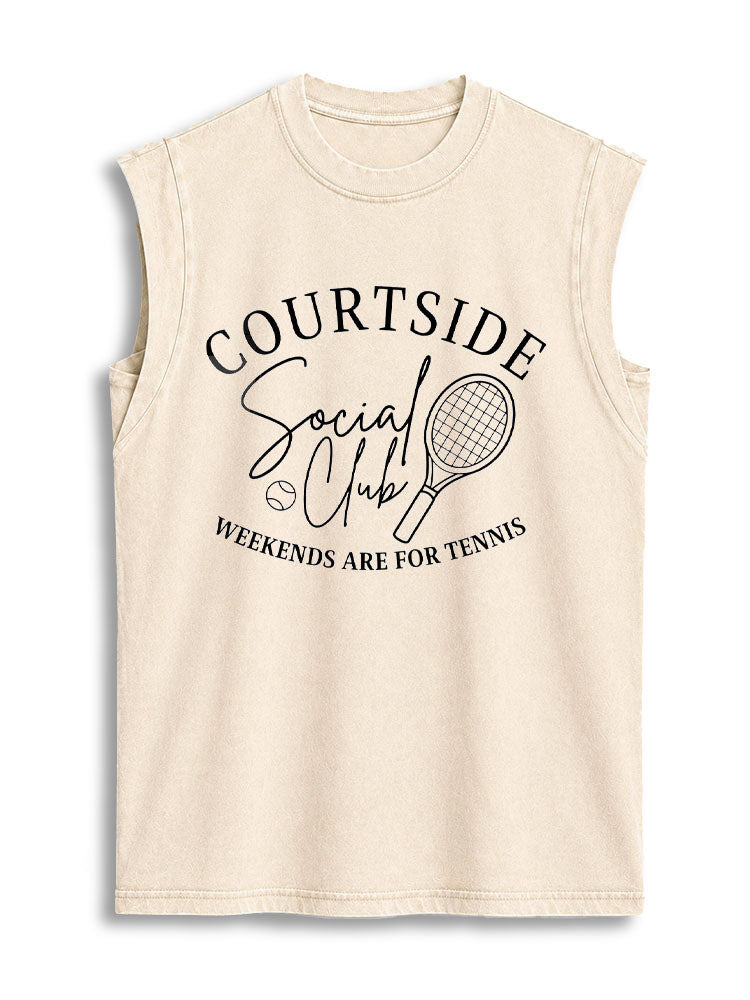 WEEKENDS ARE FOR TENNIS Vintage Washed Cotton Tank Top