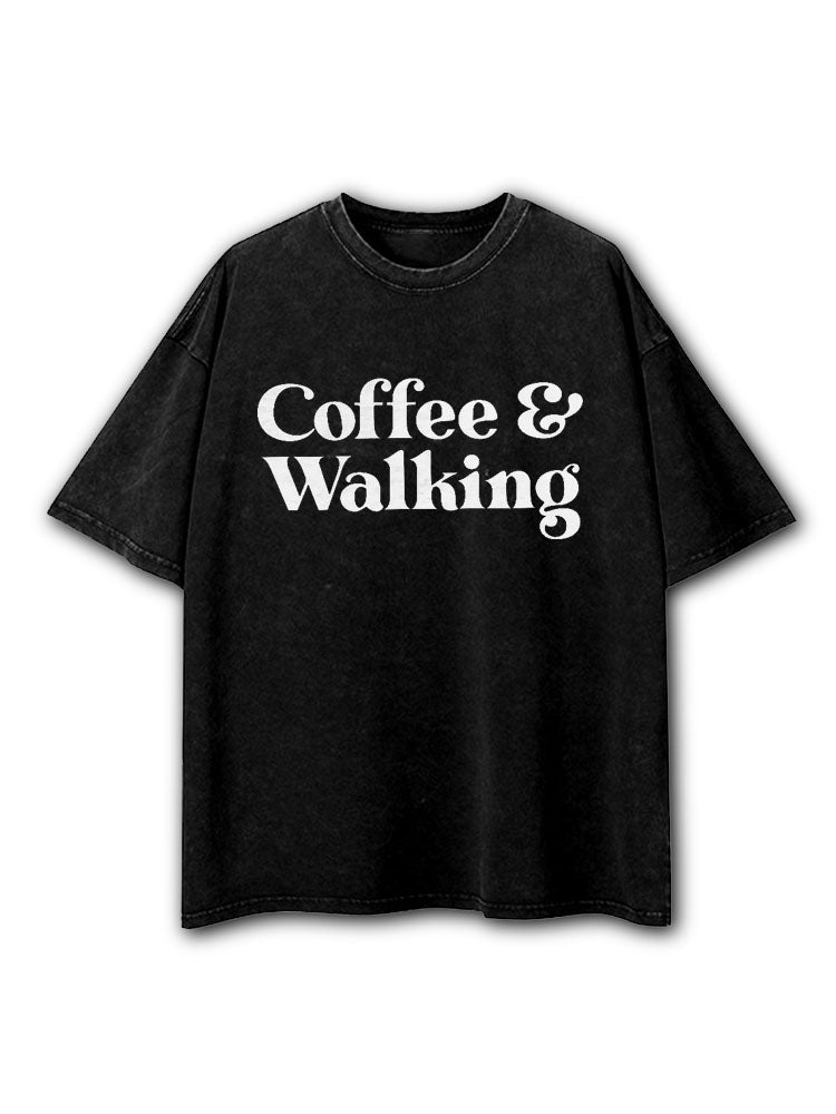 Coffee And Walking Washed T-Shirt