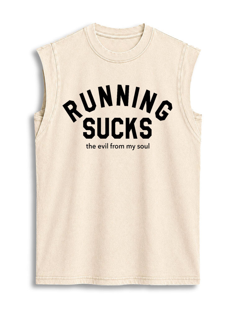 Running Sucks the Evil from My Soul Vintage Washed Cotton Tank Top