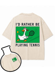 I'D RATHER BE PLAYING TENNIS Washed T-Shirt
