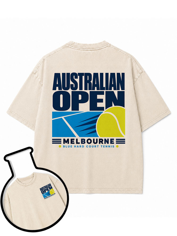 BLUE HARD COURT TENNIS Washed T-Shirt