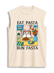 EAT PASTA RUN FASTA Vintage Washed Cotton Tank Top