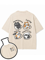 Americano Latte Mocha Cappuccino Washed T-Shirt