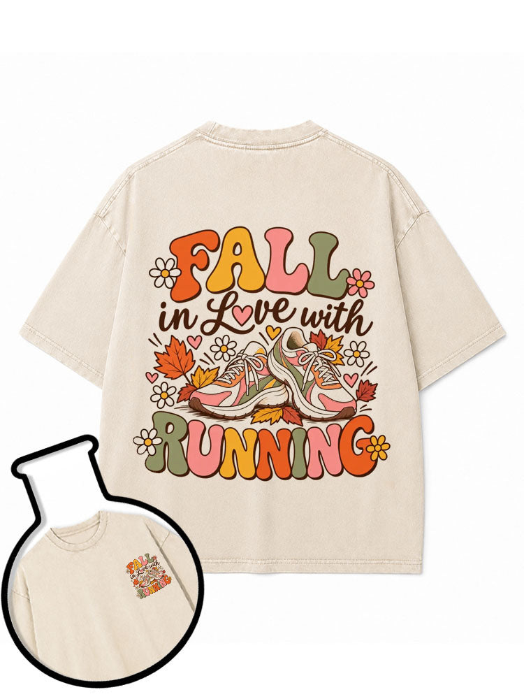 FALL IN LOVE WITH RUNNING Washed T-Shirt