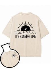 Rise & Shine IT'S RUNNING TIME Washed T-Shirt