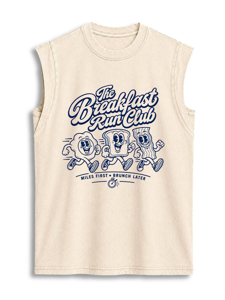The Breakfast Run Club Vintage Washed Cotton Tank Top