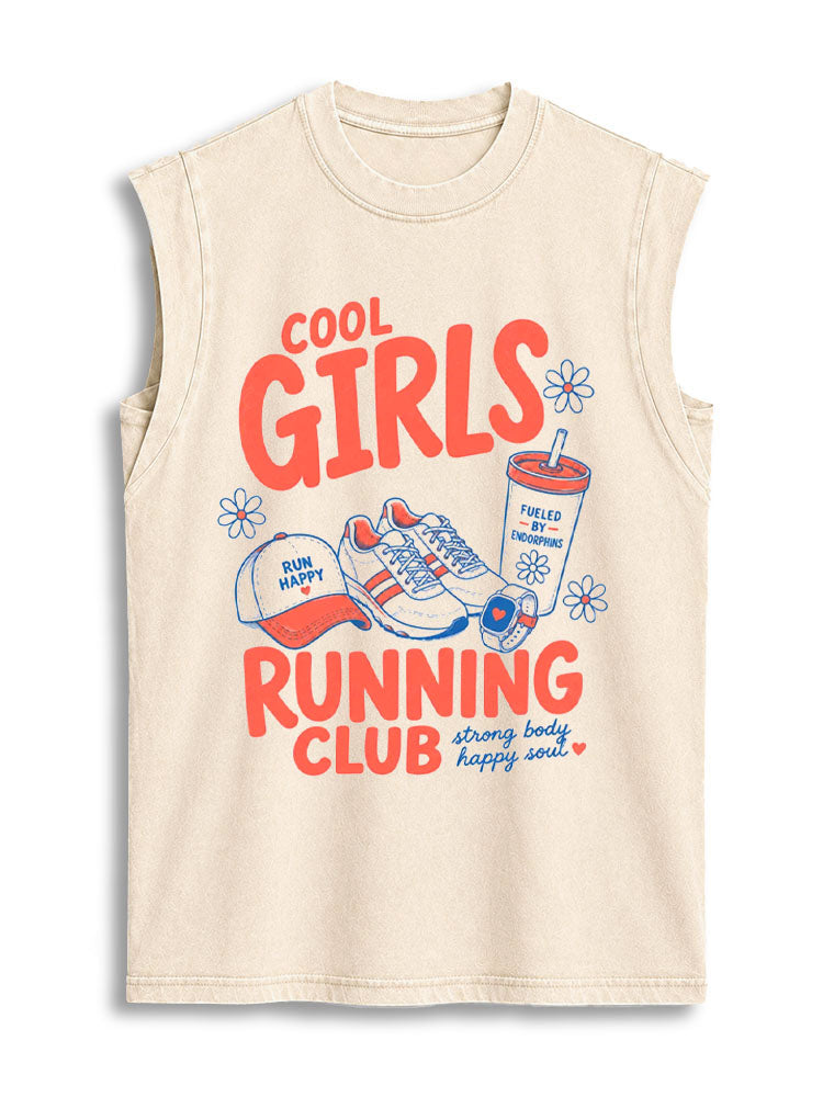 COOL GIRLS  RUNNING CLUB Vintage Washed Cotton Tank Top
