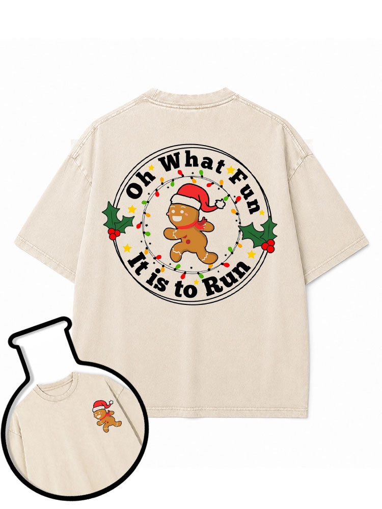 Oh What Fun It is to Run Washed T-Shirt