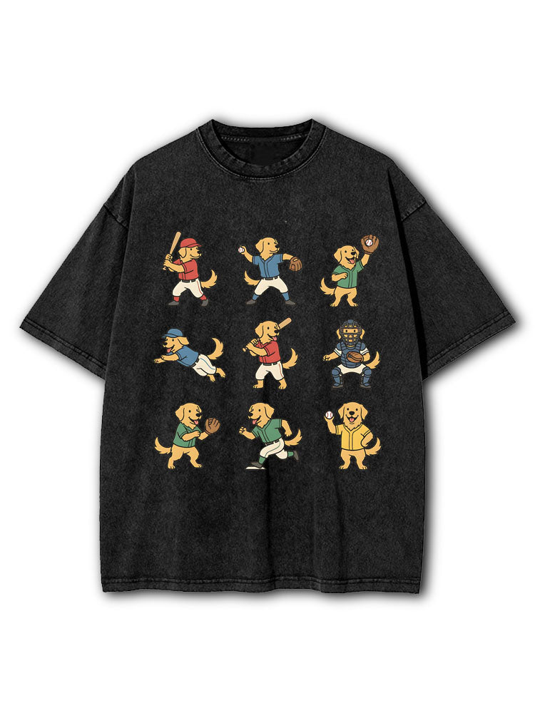 Golden Retriever Baseball Washed T-Shirt