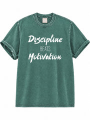 Discipline Beats Motivation Washed T-Shirt
