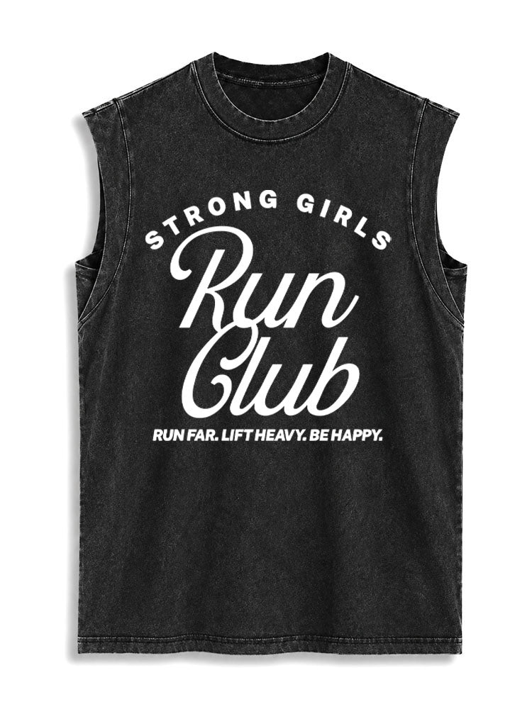 Strong Girl Run Club Vintage Washed Cotton Tank Top