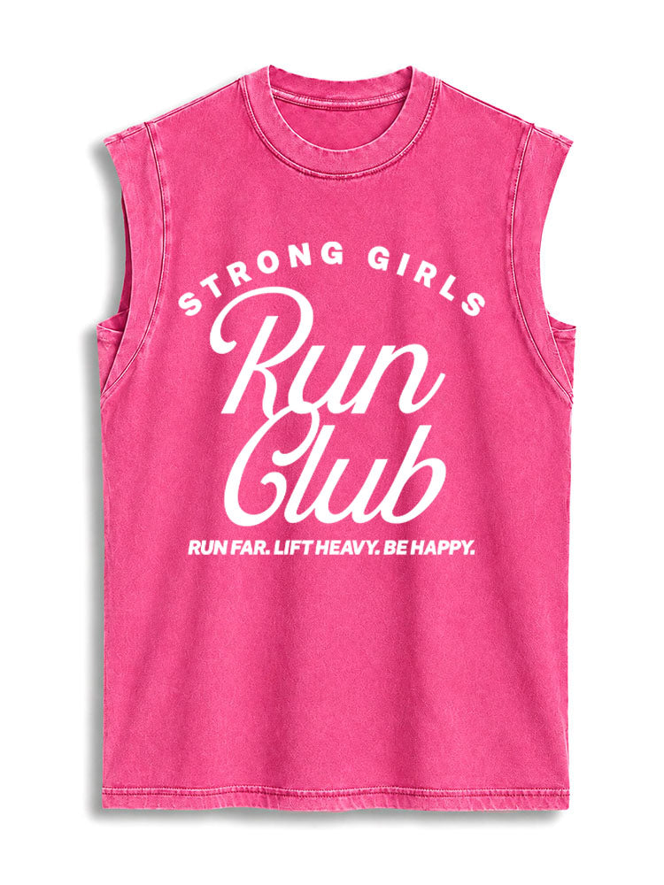 Strong Girl Run Club Vintage Washed Cotton Tank Top
