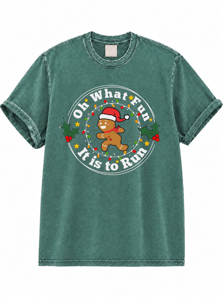 Oh What Fun It Is to Run Washed T-Shirt