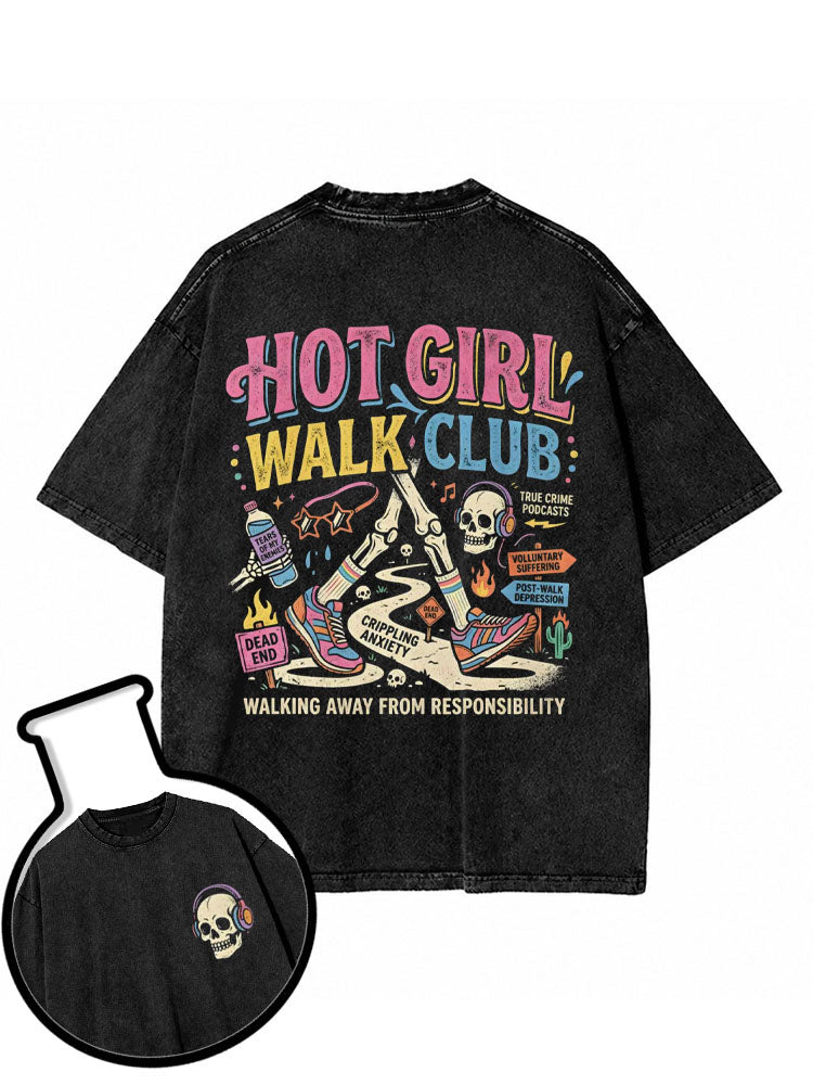 HOT GIRL WALK CLUB Washed T-Shirt