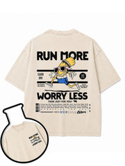 RUN MORE WORRY LESS CARB ON Washed T-Shirt