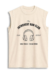 The INTROVERT RUN CLUB Vintage Washed Cotton Tank Top