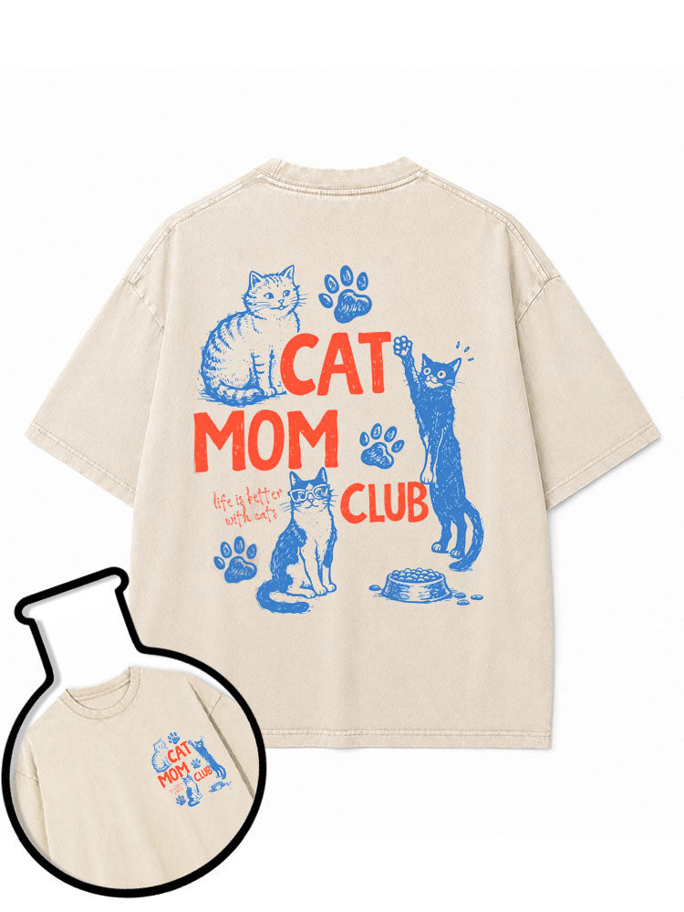 CAT MOM CLUB Washed T-Shirt
