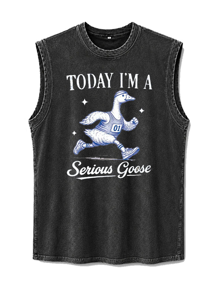 Today I'm A Serious Goose Washed Tank Top