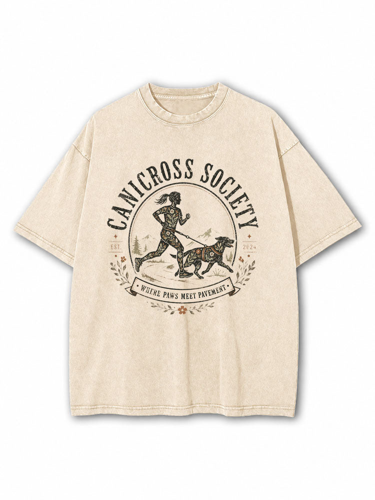 Where Paws Meet Pavement Washed T-Shirt