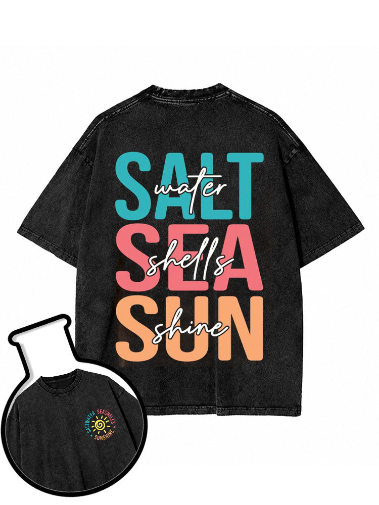 Salt Water Seashells Sunshine Washed T-Shirt