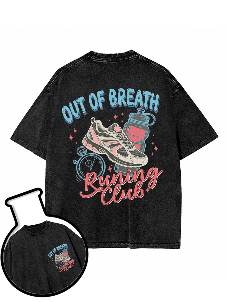 OUT OF BREATH RUNING CLUB Washed T-Shirt