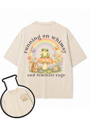 running on whimsy and feminist rage Washed T-Shirt